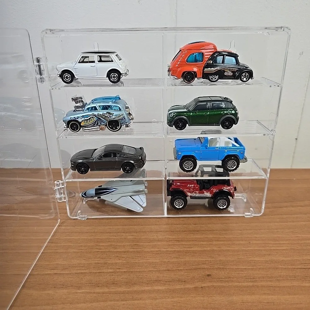 Clear Acrylic Display Case 1:64 Scale Diecast Cars INCLUDING Mix AX of CARS x 8‎